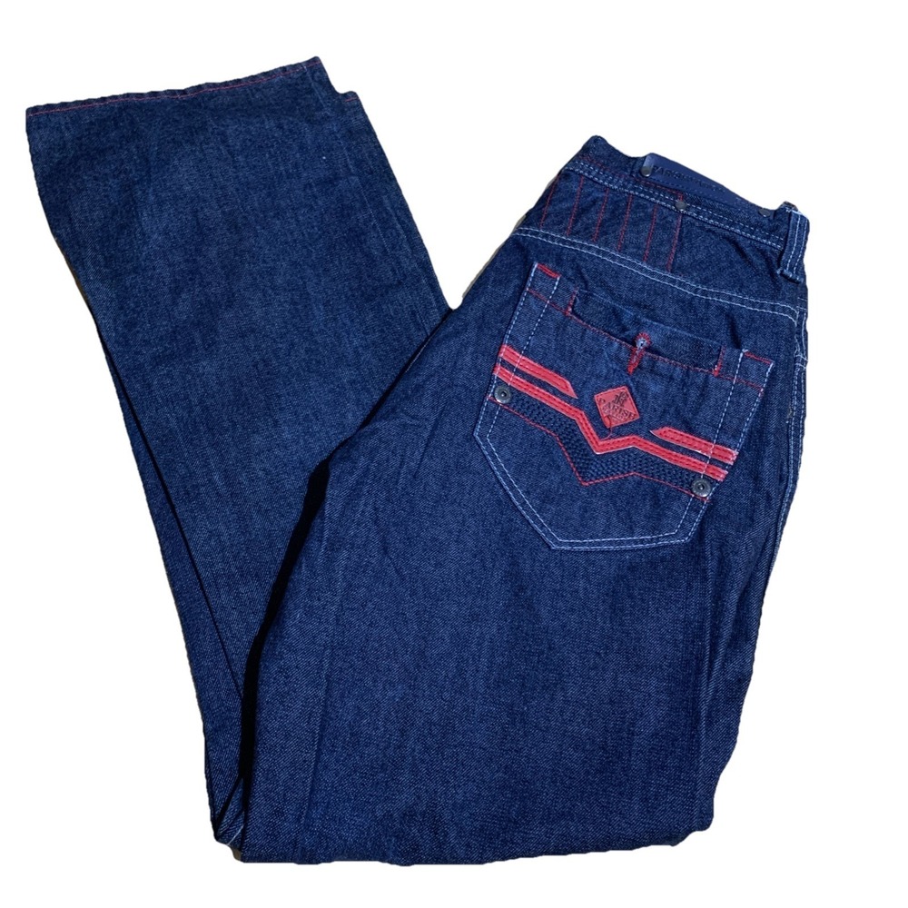 Parish Nation Mens Jeans Denim Blue Baggy Relax Straight Leg Mid Rise‎ Size 32